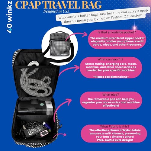 40Winkz USA CPAP Travel Bag Black White