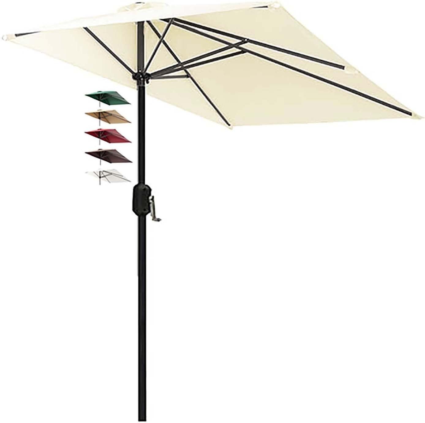 WQPMNYG 2.5m WallMounted Patio Umbrella with Stand Tilted Design SpaceSaving Polyester Sune for Balcony & Terrace Easy Crank Outdoor Protect