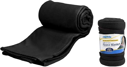 Manta de forro polar de la marca Cloudz, 50" x 60", Negro