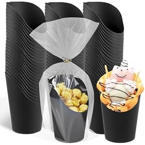 Ocmoiy Schwarze Charcuterie-Becher mit Beuteln 50er