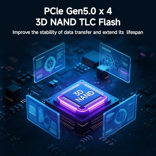 fanxiang 2TB NVMe SSD PCIe Gen5, Read/Write Speeds Up to 14000/10000 MB/s with Cooling Sticker, M.2 2280 PCIe 5.0 with DRAM and SLC, Internal Solid State Drives for Desktops Laptop PC-S910 Pro - Image 3