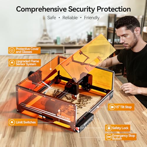 Laser Engraving Machine, Woxcker L2 MAX 10W Enclosure Laser Engraver, CNC Engraving Machine 0.01mm High Precision Laser Engraving and Cutting for Wood Stainless Steel Glass