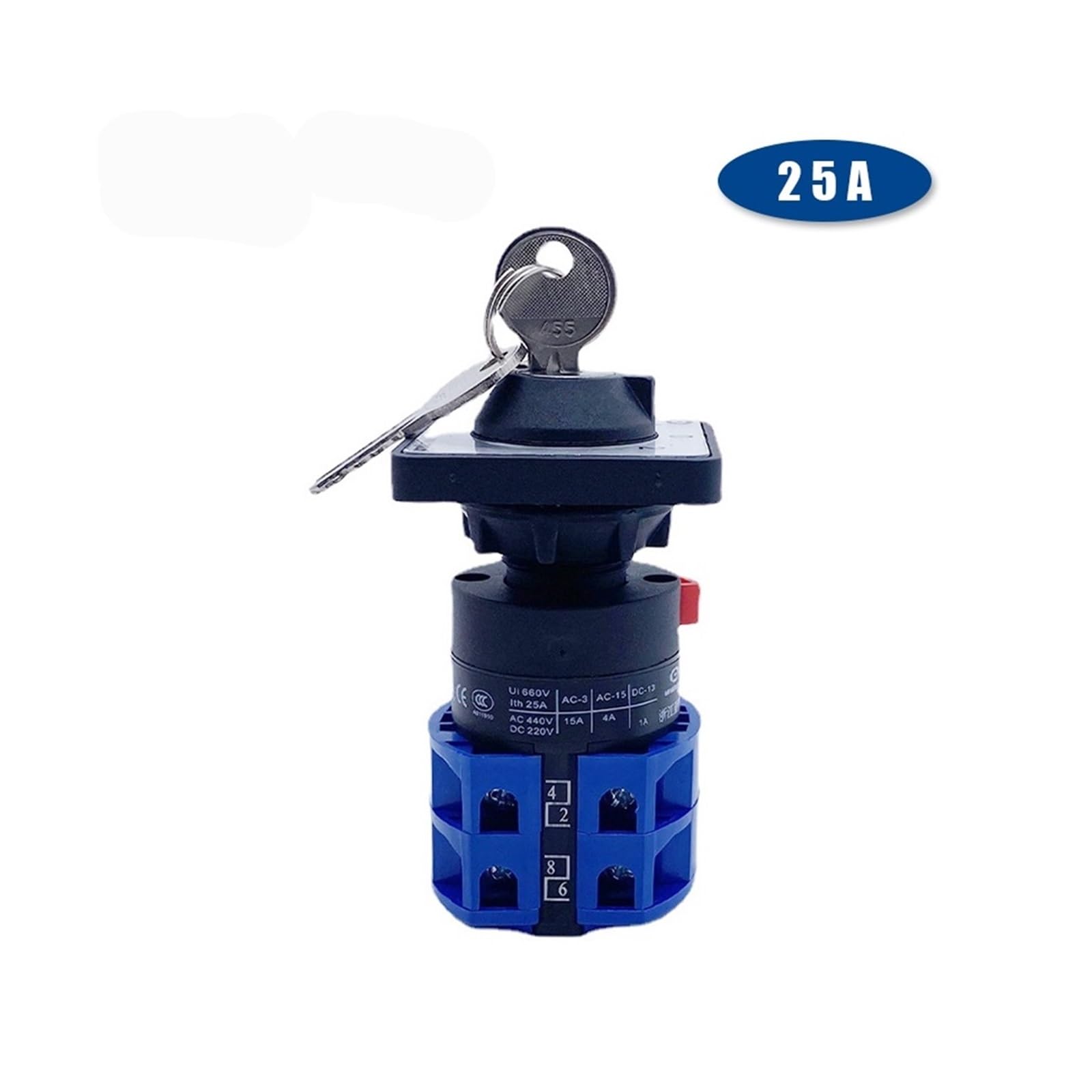 Interrupteur rotatif à 3 positions YMW26 LW26-25YS3/2S, 25 A, verrouillage par clé, deux groupes de commutation puissance double avec inversion du moteur