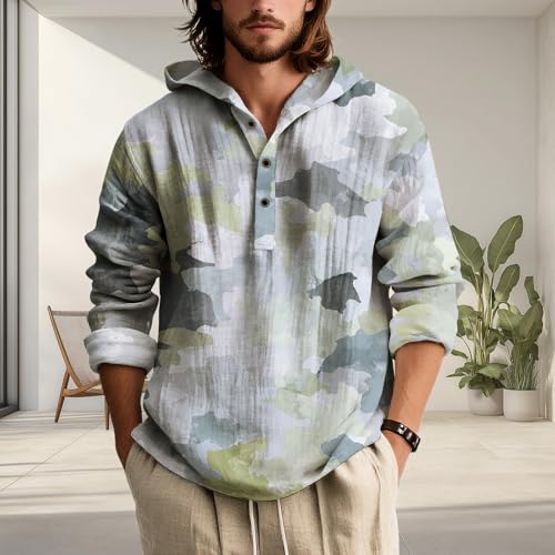 Mens Graphic Hoodies Henley Sweatshirt Hooded Button Down Camo USA Flag Oversized Hoodie Long Sleeve Tie-dye Shirts2