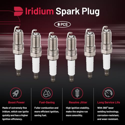 Image of BDFHYK 4056711856 Iridium Spark Plugs Compatible with Ford 1991-2008 Ranger 3.0L V6, 1990-2008 Ranger 4.0L V6, Set of 6