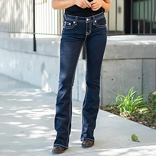 Women's Classic Elastic Slim Bootcut Jeans Button Fly Bell Bottom High Waisted Jeans for Women3