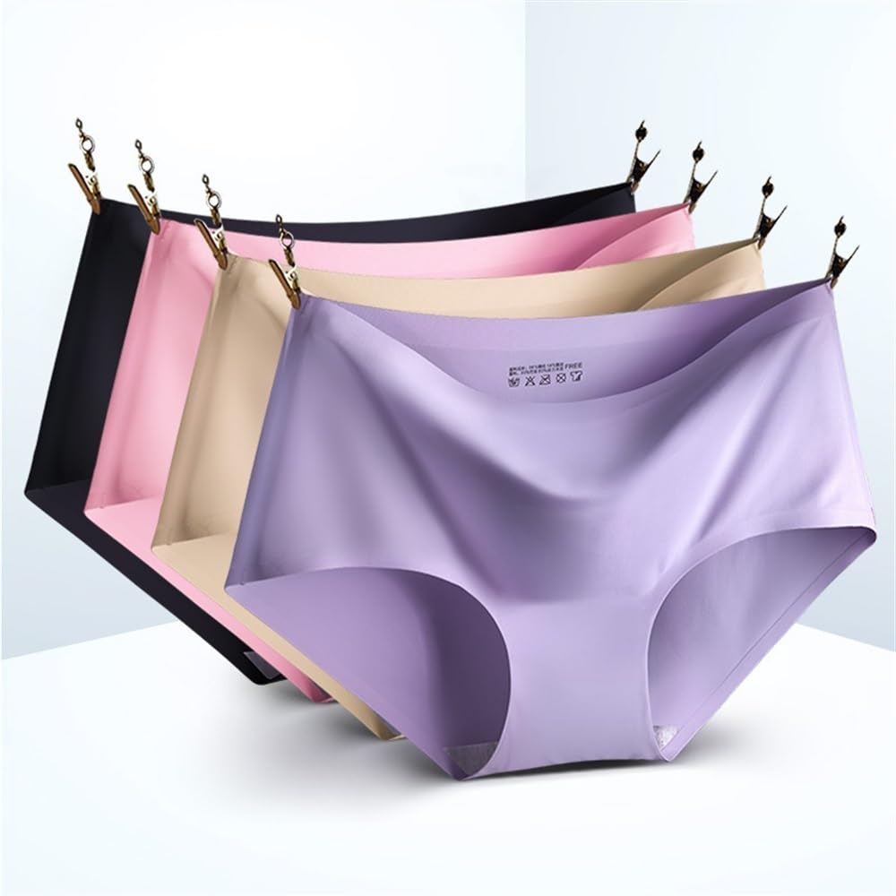 Conjunto de 8 bragas para mujer, ropa interior sin costuras, talla grande, ropa interior cómoda, lencería de satén de seda, ropa interior saludable (03, 8 unidades, XL)