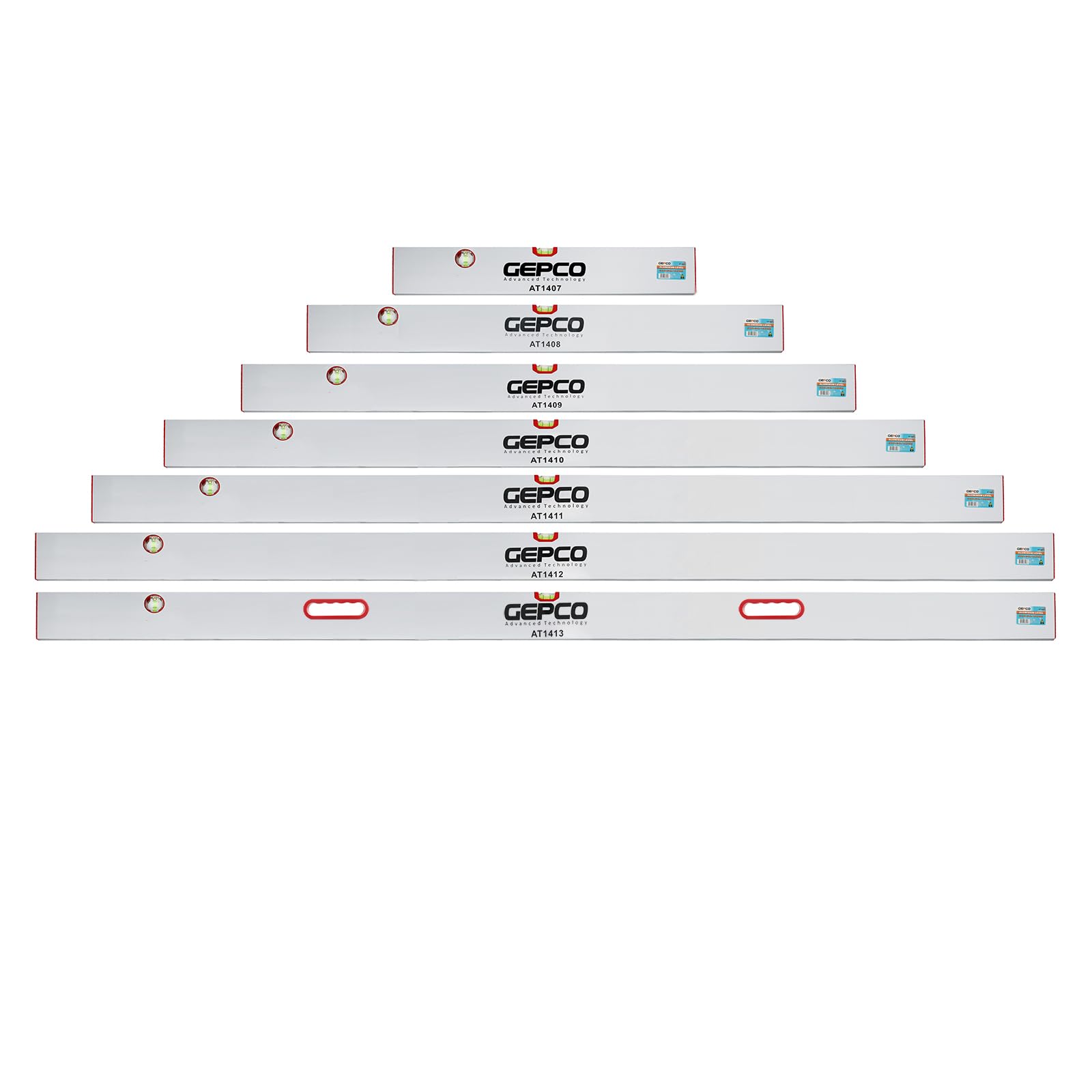 GEPCO Richtlatte 60-200cm Aluminium Putzlatte 2 Libellen Wasserwaage 200 cm mit Handgriffe
