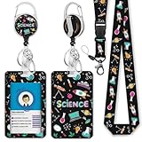 Gctriki Science Teacher Lanyard with ID Holder, Cute ID Badge Holder with Lanyard Badge Reel Retractable, Lanyards for ID Badges Clip Teacher Nurse Retractable Keychain Name Tag Badge Office Gifts