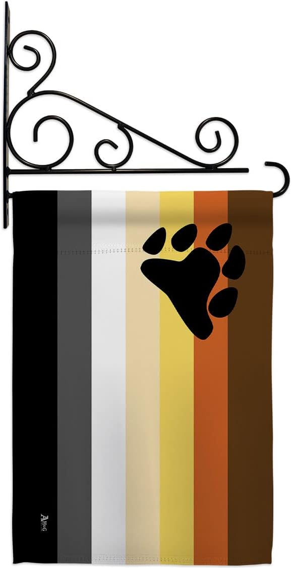 Bear Brotherhood Garden Flag Set Wall Holder Support Pride Rainbow Love LGBT Gay Bisexual Pansexual Transgender Small Decorative Gift Yard House Banner Double-Sided Made In USA 13 X 18.5