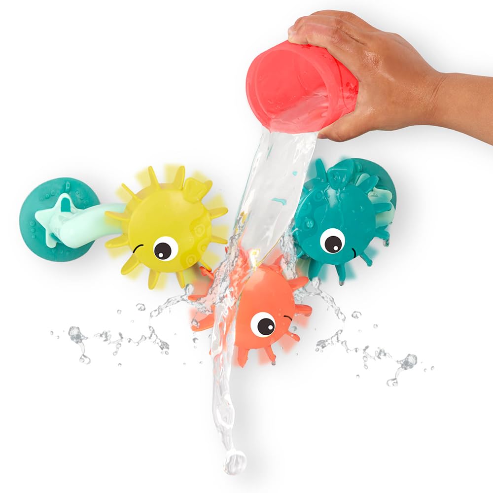 B. toys - Juguete Bomba de Baño - Juego acuático Submarino - 2 Modos de Bombeo (batería + Manual) - Taza de Goteo, hileras y Engranajes - 10 Meses +