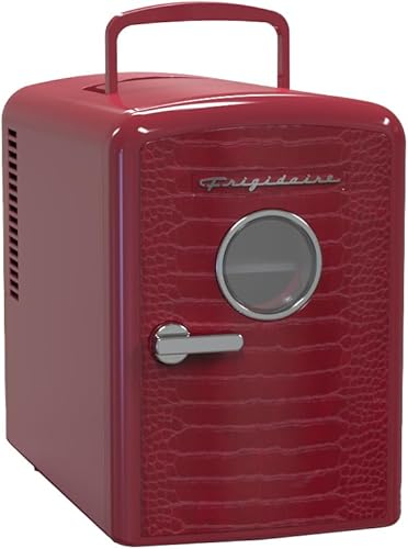 Frigidaire 9 latas6l mini refrigerador personal refrigerador puerta de acabado de cocodrilo-W 7.08" x L 11.81" X H 10.04 (rojo)