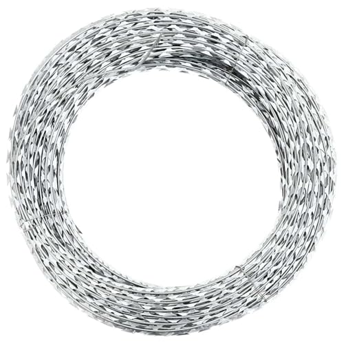 Homgoday Alambre de púas Concertina helicoidal de acero galvanizado, 100 m