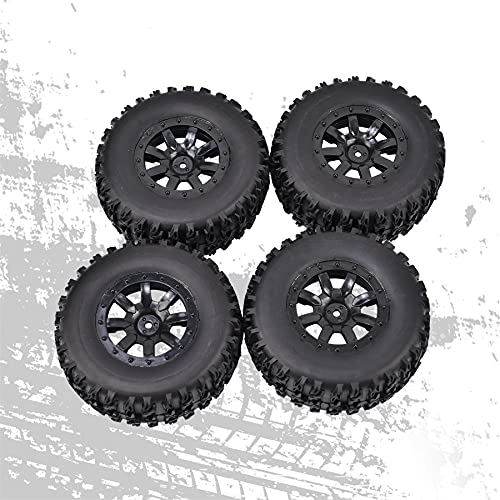 Hosim 1/10 RC Car Tires and Wheels with Foam Insert M4 Hex Hub for for Axial/SCX10/Losi TRX HSP CC01 D90 D110 Offroad Racing RC Truck Crawler 9mm Wheel OD 3.94 inch/100mm by Hosim - Image 4