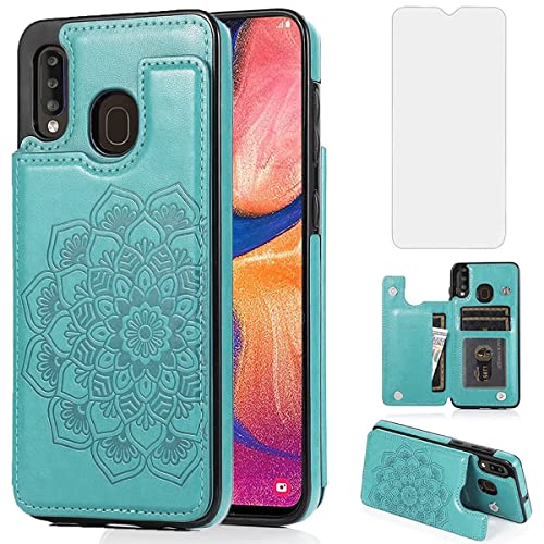 Housse cuir Samsung A20S vert pour voyager léger avec vos cartes bancaires