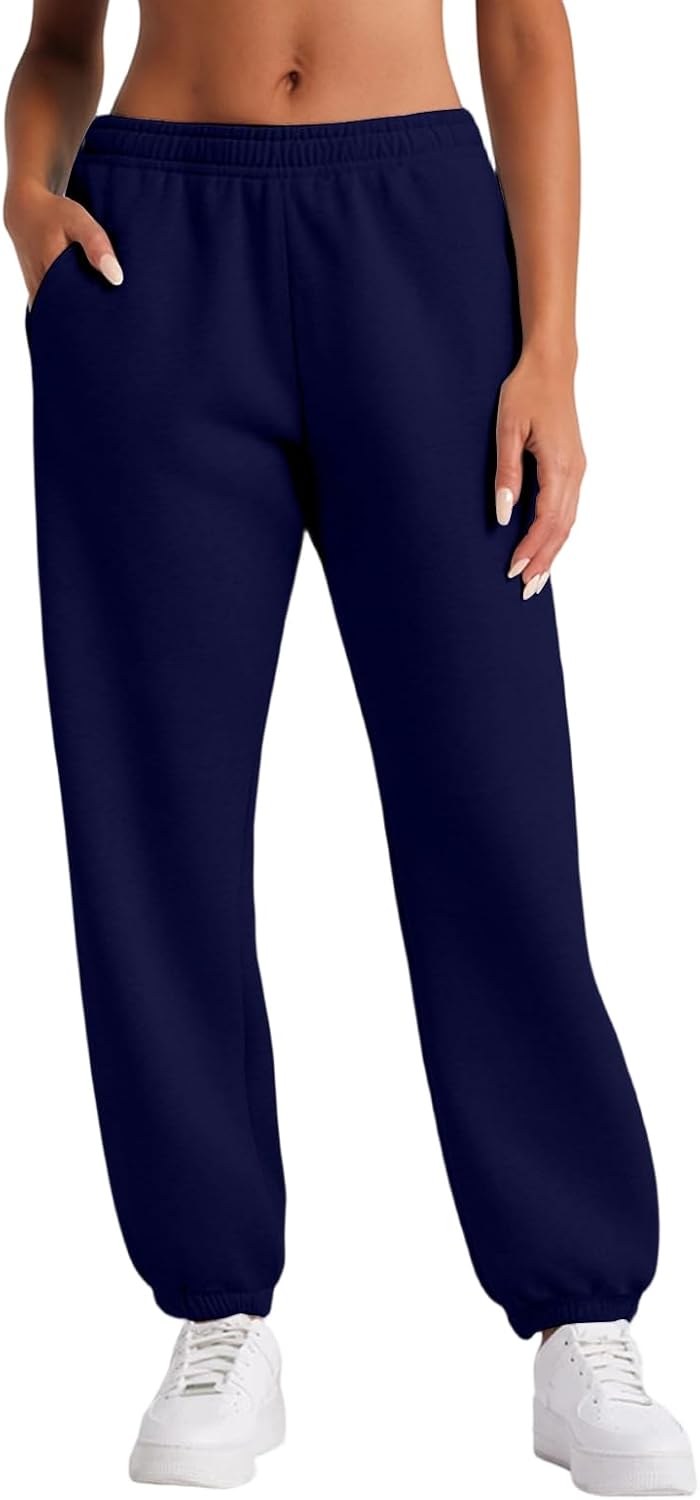 Sweatpants Women Casual Wide Leg High Waist Elastic Trousers Fitness Outfits Jogging Outdoor Tapered Bottom with Pockets