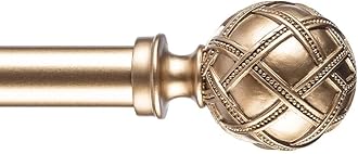 Ycolnaefllr 1 Inch Diameter Single Curtain Rod for Windows Heavy Duty Drapery Rods Adjustable Length from 84 to 120 Inch(7-10FT),Adjustable Single Window Curtain Rod with Resin Finial, Gold