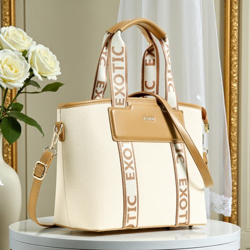 Image of EXOTIC Women's Canvas Handbag with Detachable Sling Strap | Stylish Tote for Work & Everyday Use