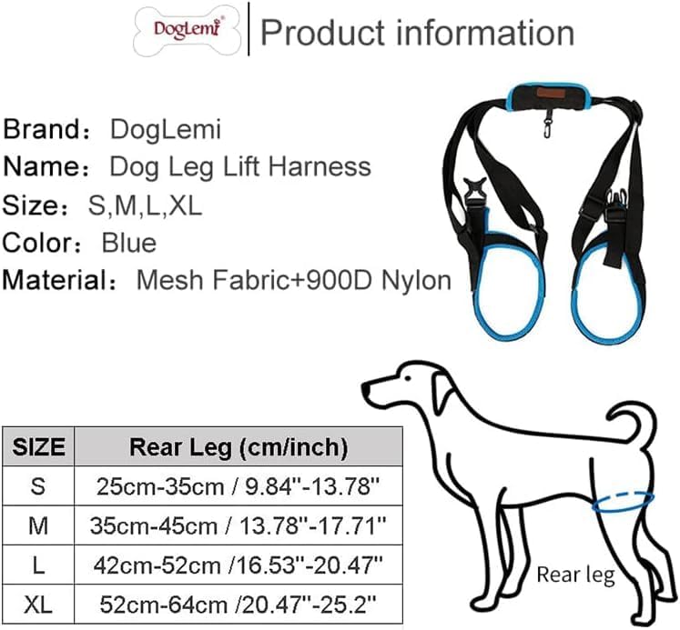 Miniatura 2 de DogLemi Arnés de elevación portátil para perros, correa de apoyo para perros con patas traseras débiles en la espalda, para perros pequeños y