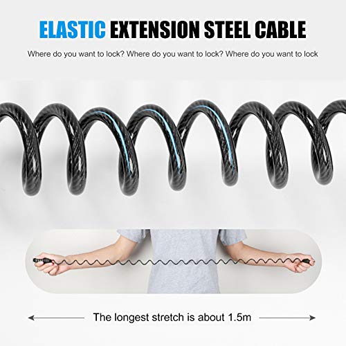 image for Aiqudou Bicycle Cable Lock, Portable Mini Bike Lock Cable, Resettable 