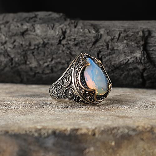 925 Sterling Silver Handmade Drop Shape Moonstone Ring For Men, Men Moonstone Ring, Gemstone Men Ring, Handmade Silver Ring, Gift For Men, Gift For Him #TOP3