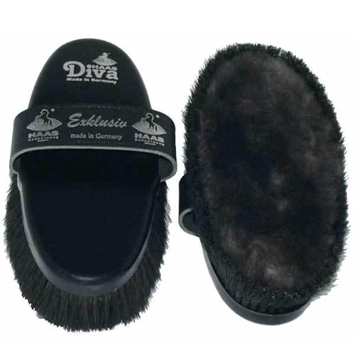 Haas Diva Exclusive - Cepillo de aseo con piel de cordero mate, 200 x 85 mm, color negro