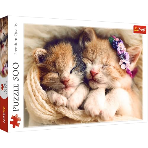 Trefl 916 37271 Schlafende Katzen EA 500 Teile, Premium Quality, fĂĽr Erwachsene und Kinder AB 10 Jahren 500pcs Sleeping Kittens, Multicolor, Chatons Dormants