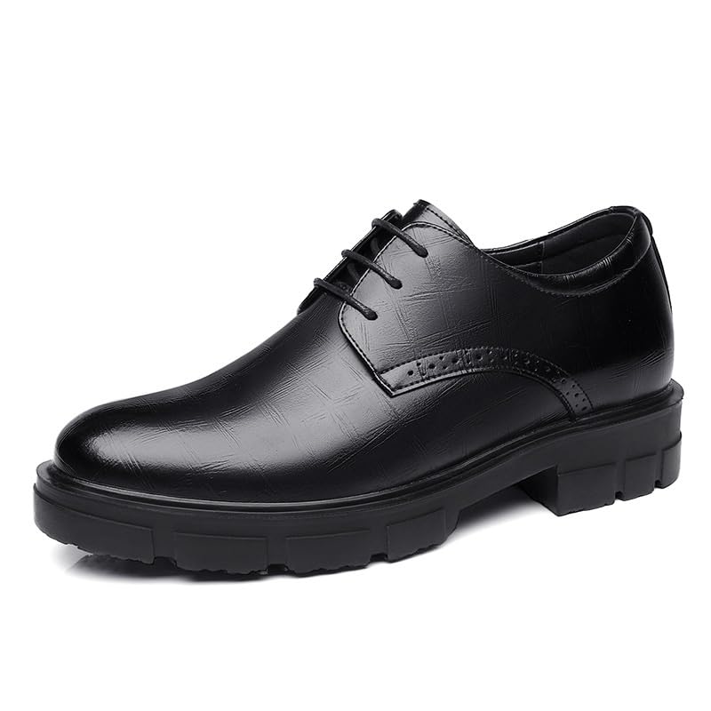 Non Slip Dress Shoes for Men Lace Up Dress Sneakers Fashion Pointed Toe Slip-on Oxford(7.5)
