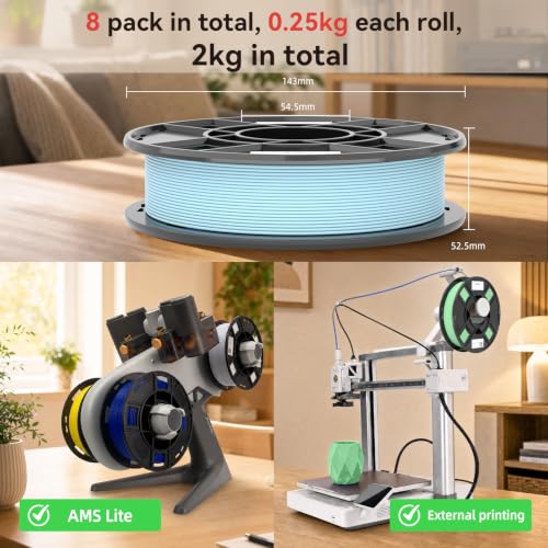 Image of eSUN Matte PLA 3D Printer Filament 1.75mm PLA 2KG Bundle Multicolor
