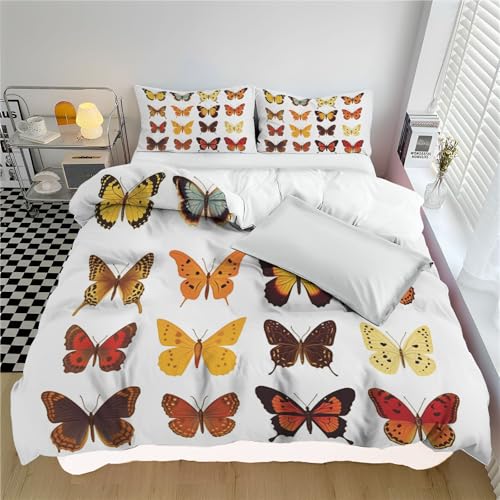 Housse de couette papillon animaux colorés et ludiques parure de lit double face 3D