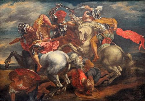 Image sur toile la bataille d'Anghiari de Léonard de Vinci pour salon élégant