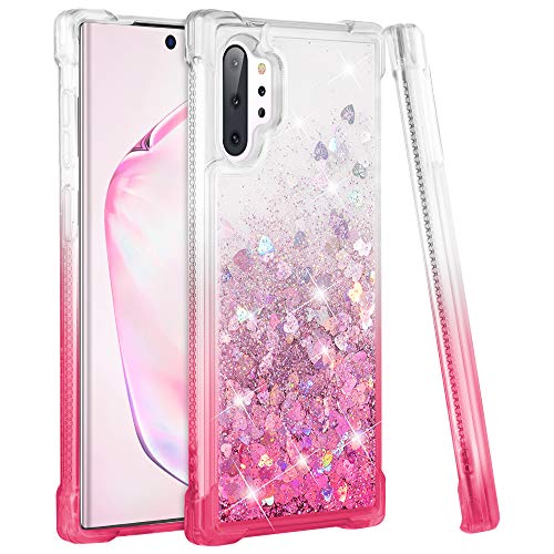 Ruky Case for Samsung Galaxy Note 10 Plus Case, Glitter Gradient Quicksand Series Liquid Floating Flexible TPU Bumper Cushion Protective Women Girls Phone Case for Galaxy Note 10 Plus (Gradient Pink)