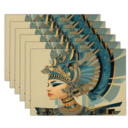 Egyptian Woman Heat Resistant Placemats 45x30cm, Blue Washab