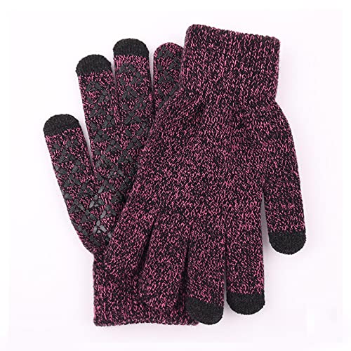 DYNWAVE Luvas quentes de inverno forro de tela de toque antiderrapante em malha de mão cheia de mens