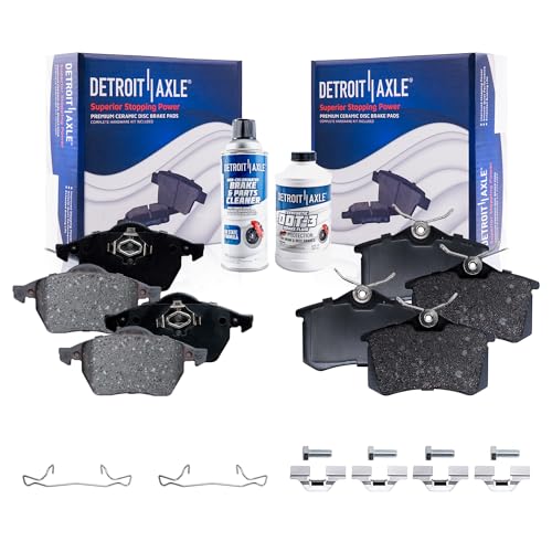 Image of Detroit Axle - Brake Pads for Audi TT Quattro Volkswagen Golf Jetta Beetle, Front and Rear Brake Pads w /Hardware Replacement