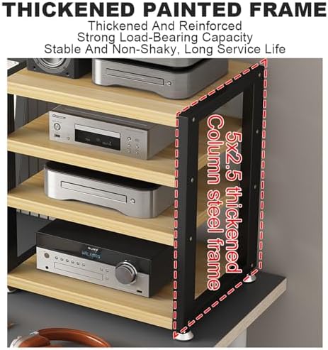 Portable Media Stand - Audio Rack with Shelves for Living Room, Gaming, Recording, and Meeting Room - Versatile AV Storage Solution for Home Entertainment and Professional Use image 3