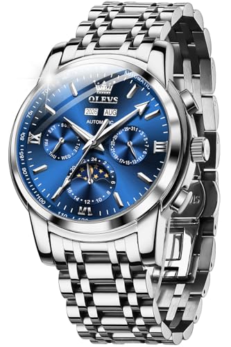 Image of OLEVS Mens Automatic Watches Skeleton Mechanical Self Winding Luxury Fashion Dress Wrist Watch Luminous Waterproof
