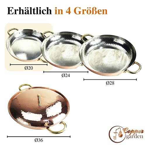 Foto von Copper Garden Kupferpfanne 20 cm mit Griffen I Mit Zinn beschichtete Pfanne aus Kupfer