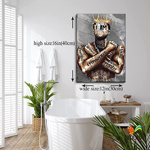 Akotac AFRICAN WALL ART-725-003 Framed African American Wall Art Inspirational Black Man Men Portrait Wall Art Afro King Poster Abstract Motivational Quotes Canvas Prints Painting Home Decor thumb #1