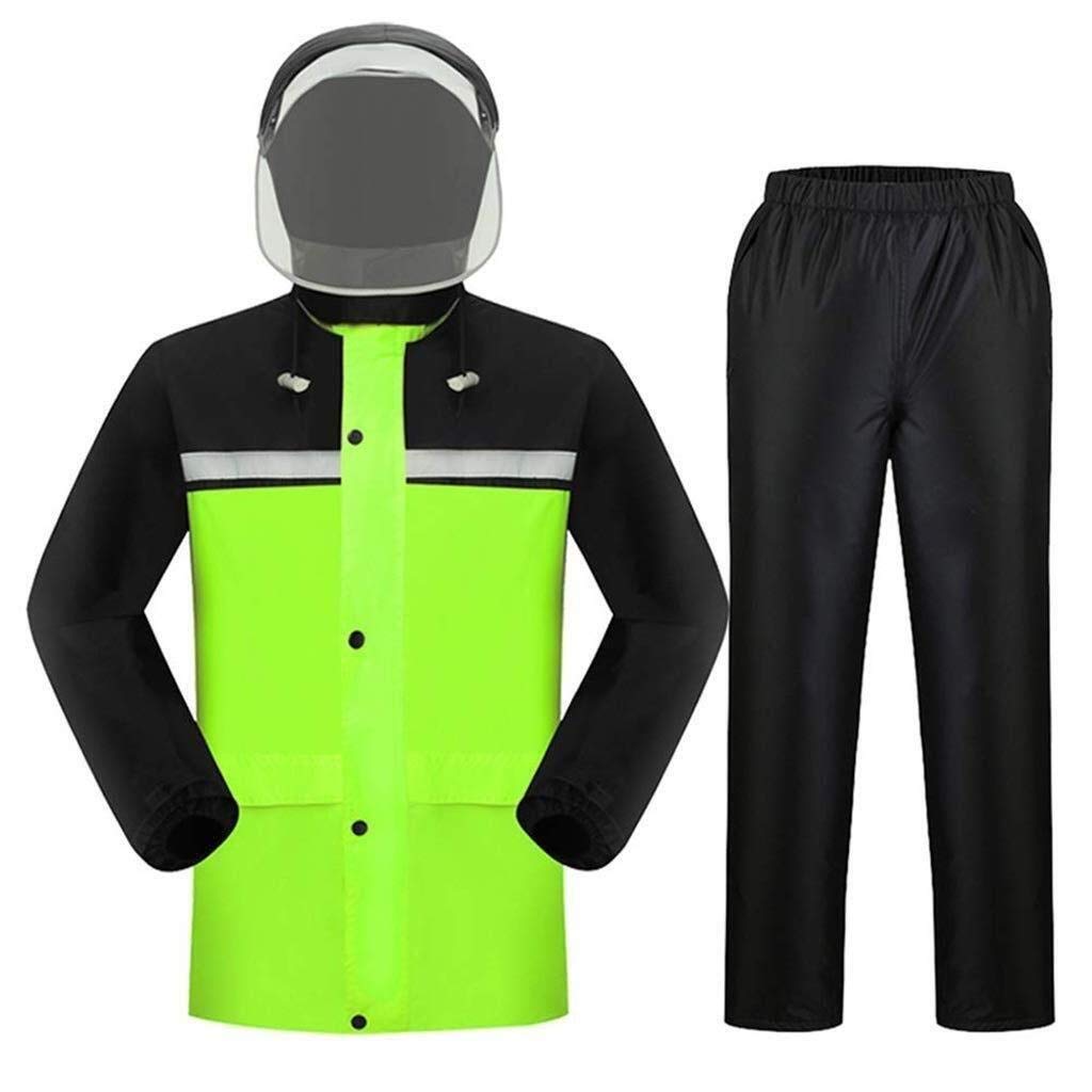 Guhui High Visibility Safety Raincoat Waterproof Kit, High Visibility Safety Work Rain Jacket Adult Raincoat Pants Suitable For Motorcycle Riding Camping Ride, Black And Yellow