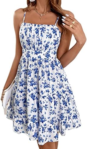 Women's Ruched Bust Floral Mesh Dress - Wedding Guest & Party Cami Dress