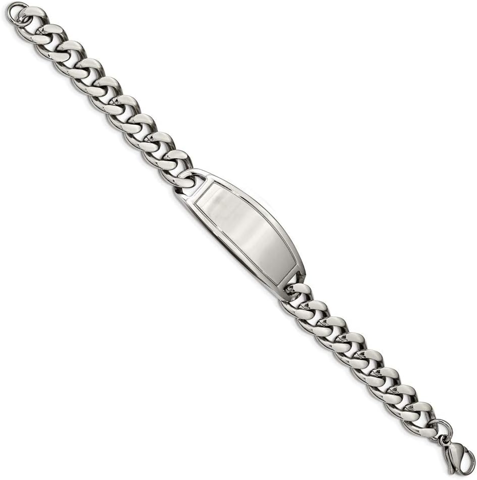 Bracelet White Stainless Steel bracelet ID Curb Men's 8.5 in 11.15 mm