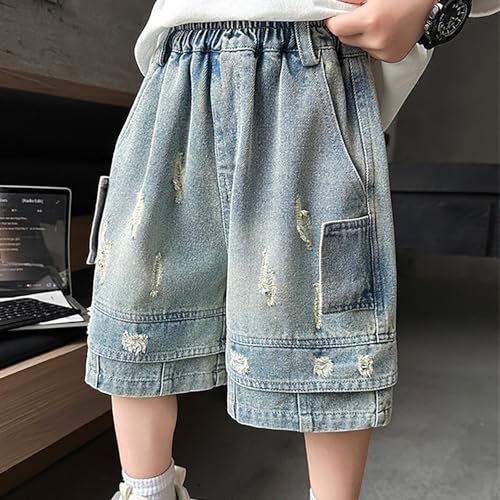 Short en jean garçon taille élastique confortable aspect délavé