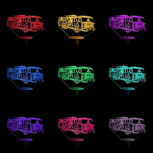 HPBN8 Ltd 3D Camion dei Pompieri Night Light Lamp