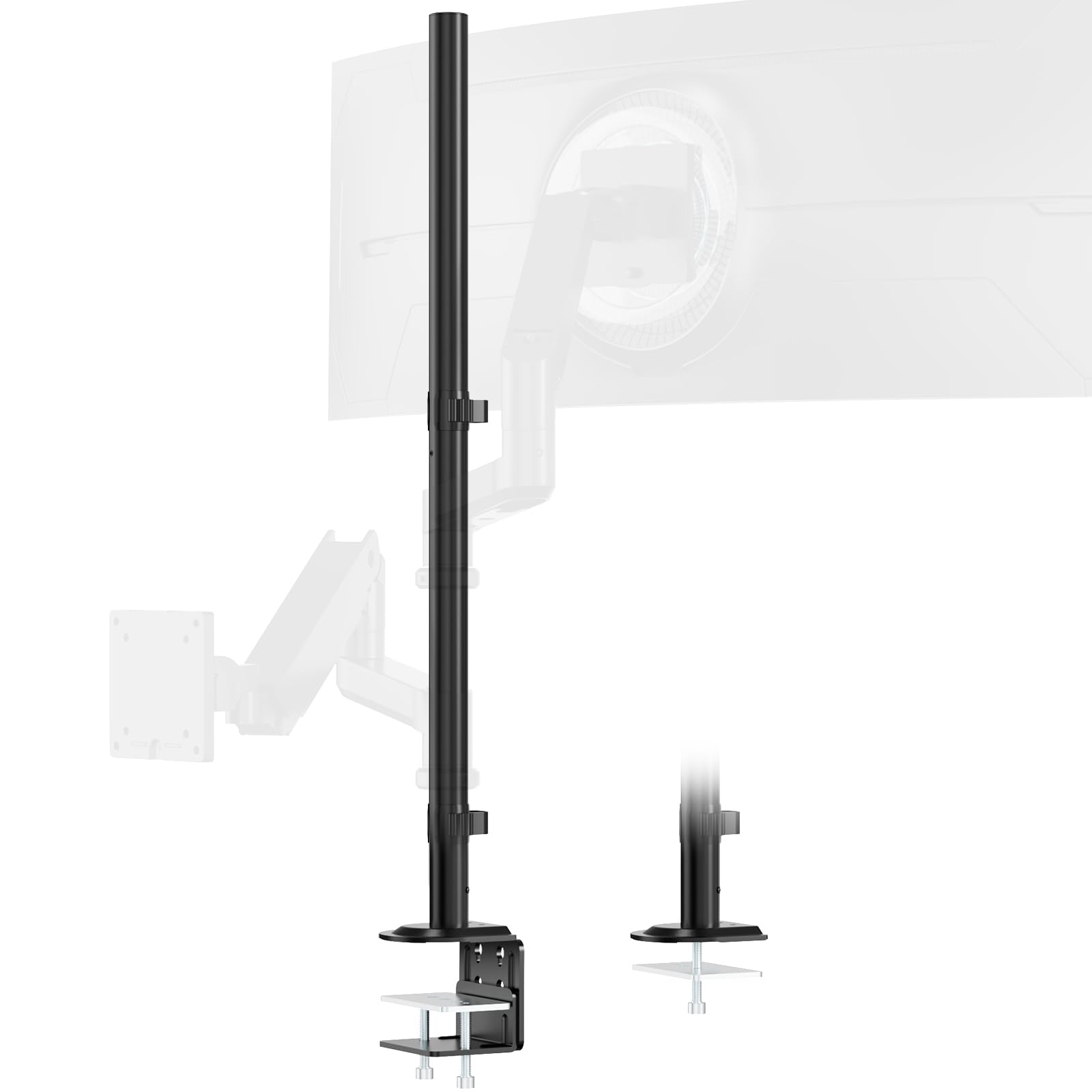 Steel Extra Tall 32 Inch 2-Section Monitor Stand Pole - with Mounting Base, Heavy Duty Center Pole (Supports Up to Max. 88 lbs), 2 Mounting Options,