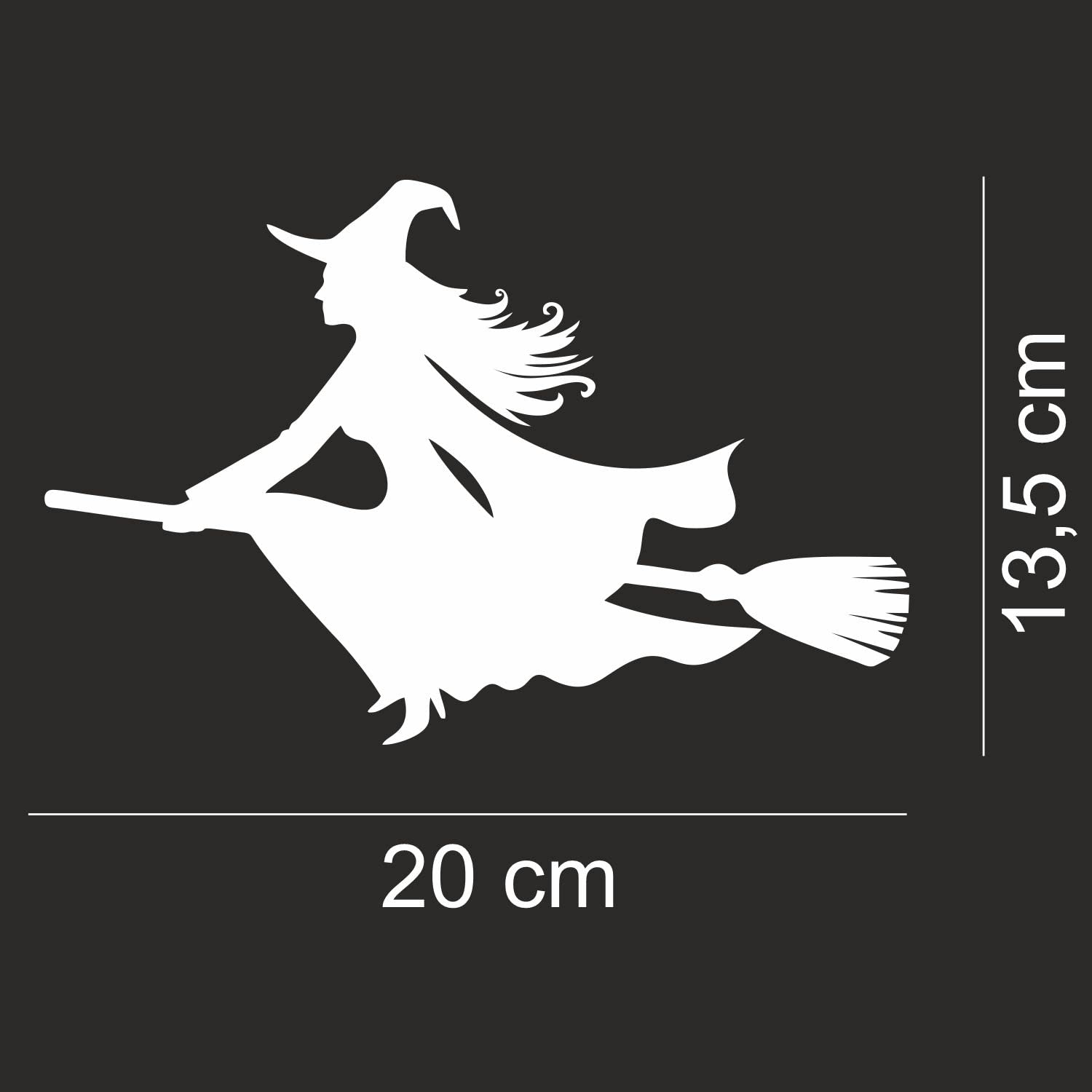 Adesivo strega su scopa I 15 cm I Argento I Set da 2 I per auto, scooter, veicoli, laptop, quaderno, scopa da strega, iPad I kfz522