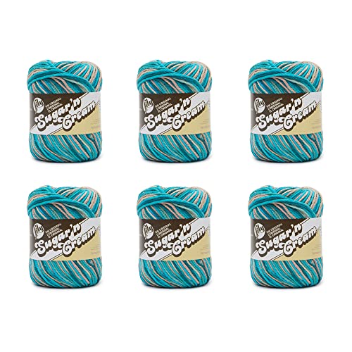 Lily Sugar'N Cream Super Size Pebble Beach Yarn - 6 Pack of 85g/3oz - Cotton - 4 Medium (Worsted) - 150 Yards - Knitting/Crochet
