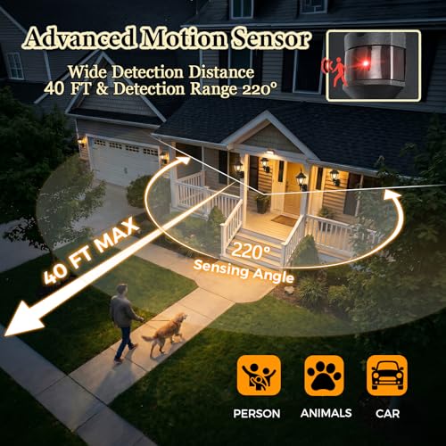 Image of Porch Lights Outdoor Motion Sensor Wall Sconce Anti-Rust Aluminum, Exterior Outdoor Wall Lights Dusk to Dawn Porch Light Fixture Wall Mount for House Outside Patio