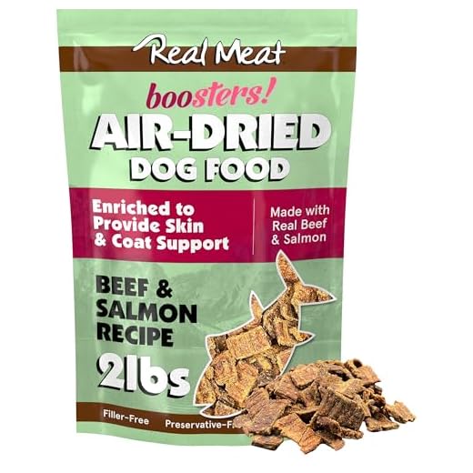 TRMC Real Meat Boosters Air Dried Dog Food w/Real Beef & Wild-Caught Salmon for Enhanced Skin & Coat Support - 2lbs of Grain-Free, High Protein, Real Meat Dog Food Enriched w/Organic Coconut Oil