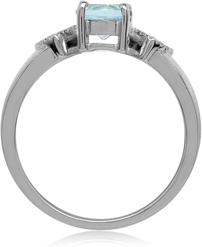 Miniatura 3 de Silvershake - Anillo de plata de ley 925 chapado en oro blanco con topacio azul Londres
